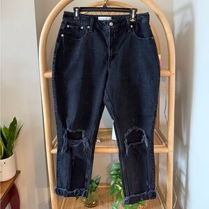 Women's AF Curve Love Black Distressed Jeans